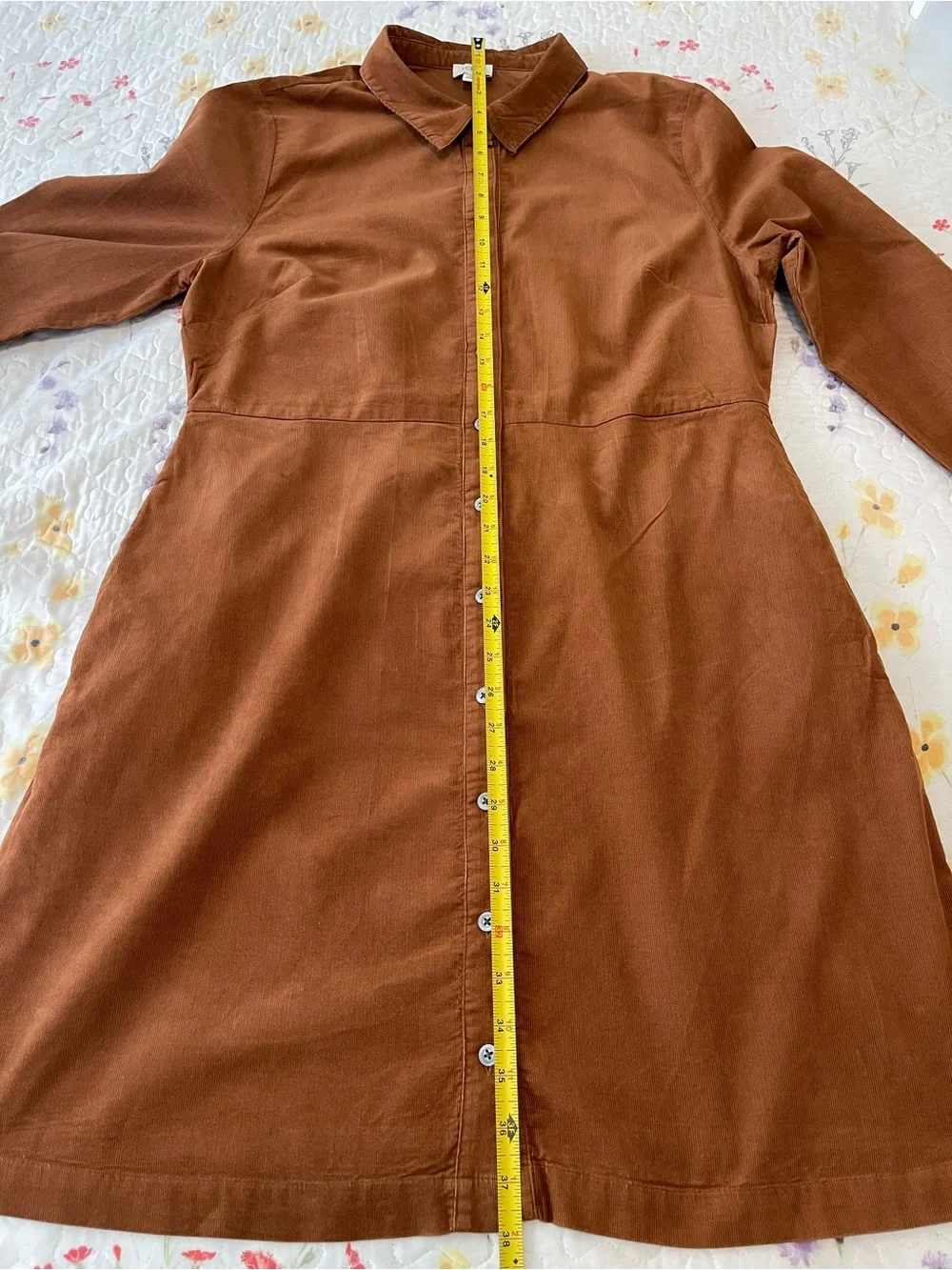 J. Crew Corduroy Button-Front Dress in Chestnut Brown Size 14